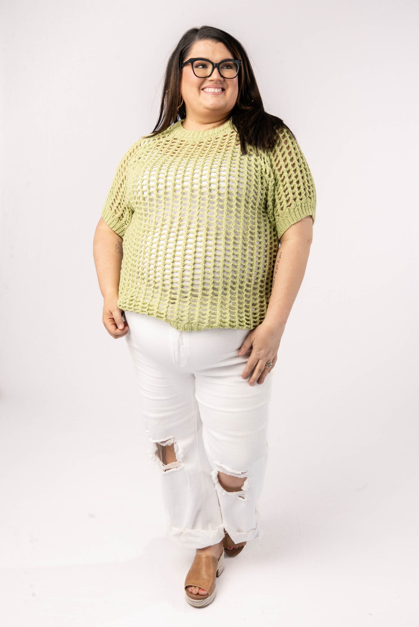 Open Knit Raglan Top