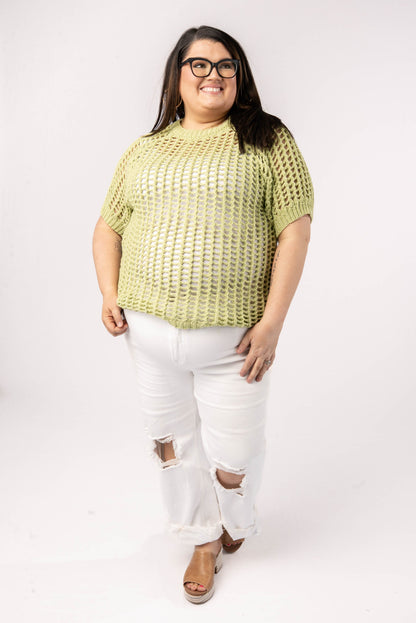 Open Knit Raglan Top