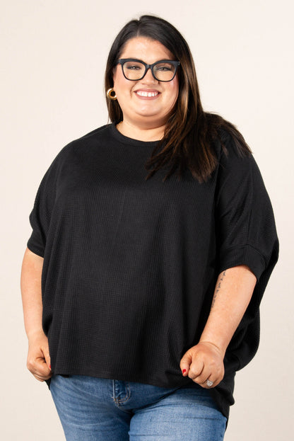 Waffle Knit Hi-Lo Poncho Top