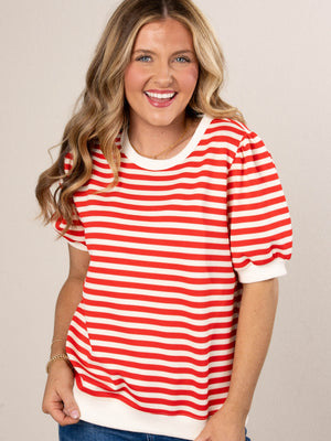 Striped Banded Hem Top