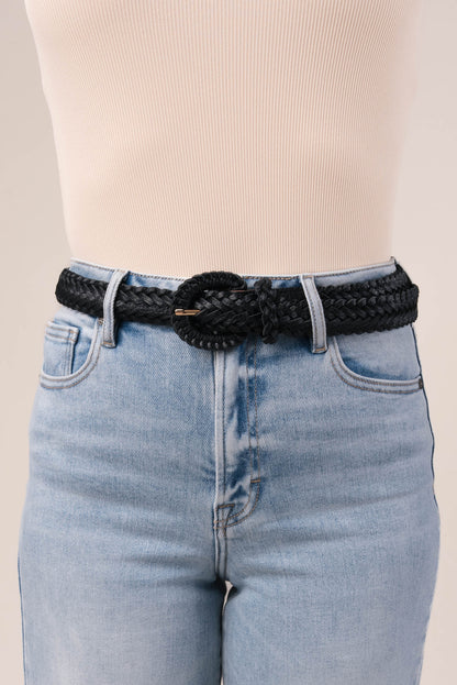 Braided Crescent Buckle Belt