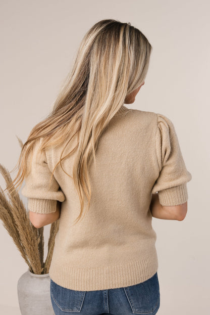 Puff Sleeve Mock Neck Sweater