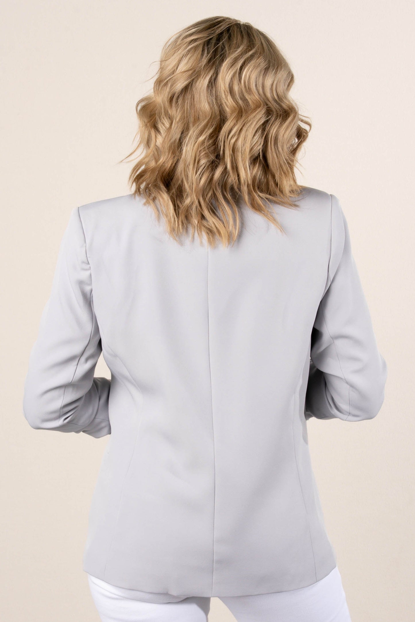Open Front Ruched Sleeve Blazer