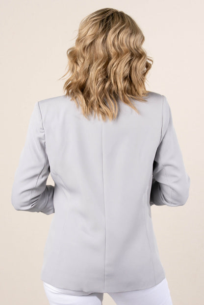 Open Front Ruched Sleeve Blazer