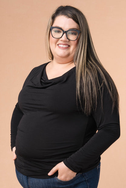 Draped Neck Ruched Side Top *Final Sale*