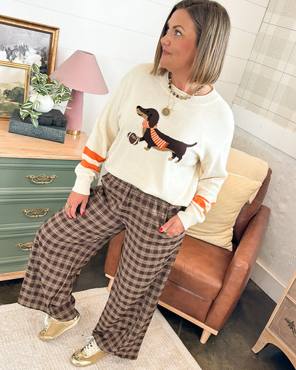 Fall In Line Plaid Pull-On Crop Wide Leg Pants