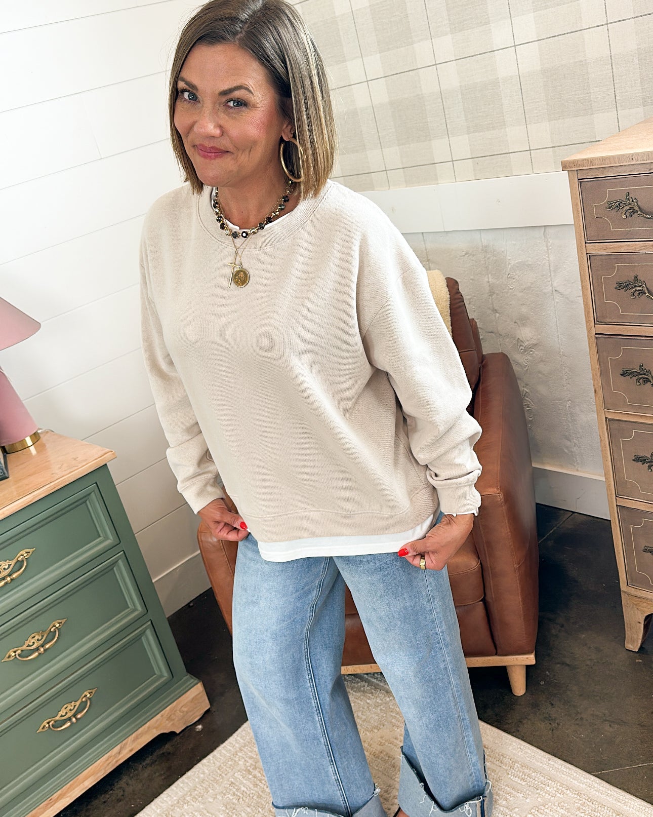 Double Take Layered Look Sweatshirt