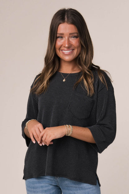 Ribbed Dolman Pocket Top *Final Sale*