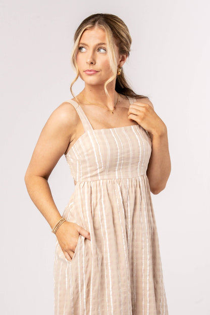 Striped Cut-Out Back Maxi Dress