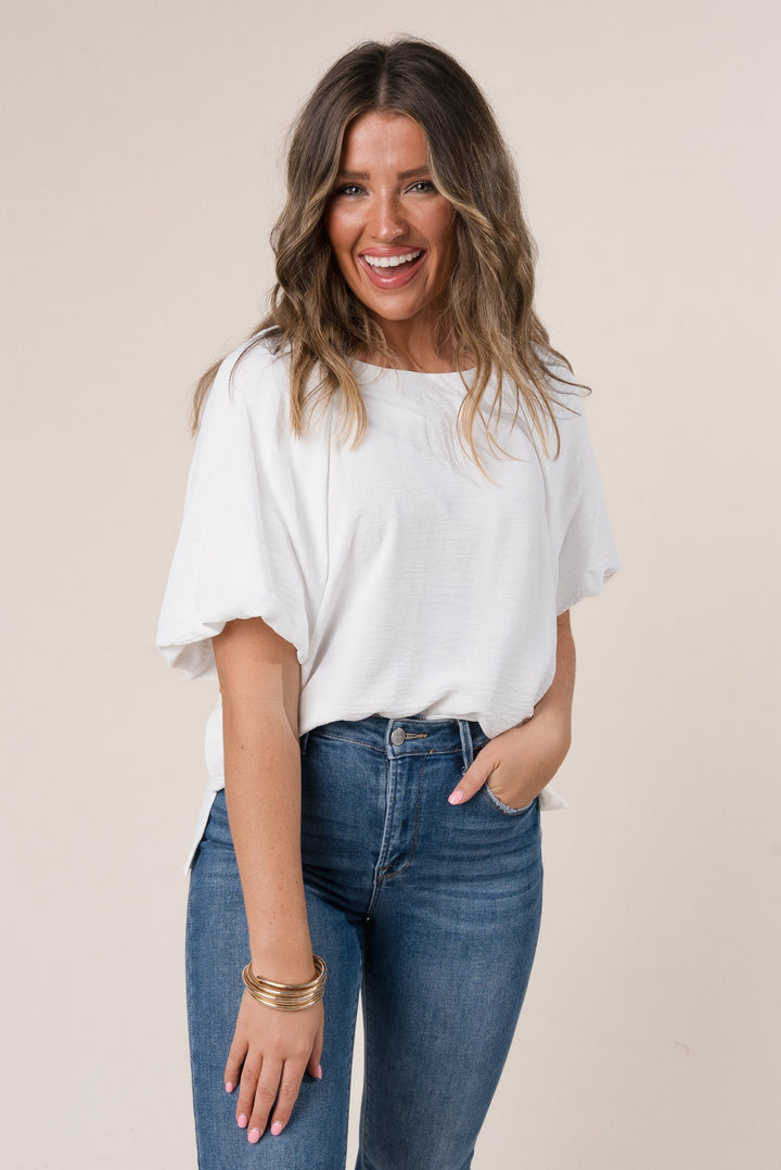 Textured Gathered Shoulder Blouse *Final Sale*