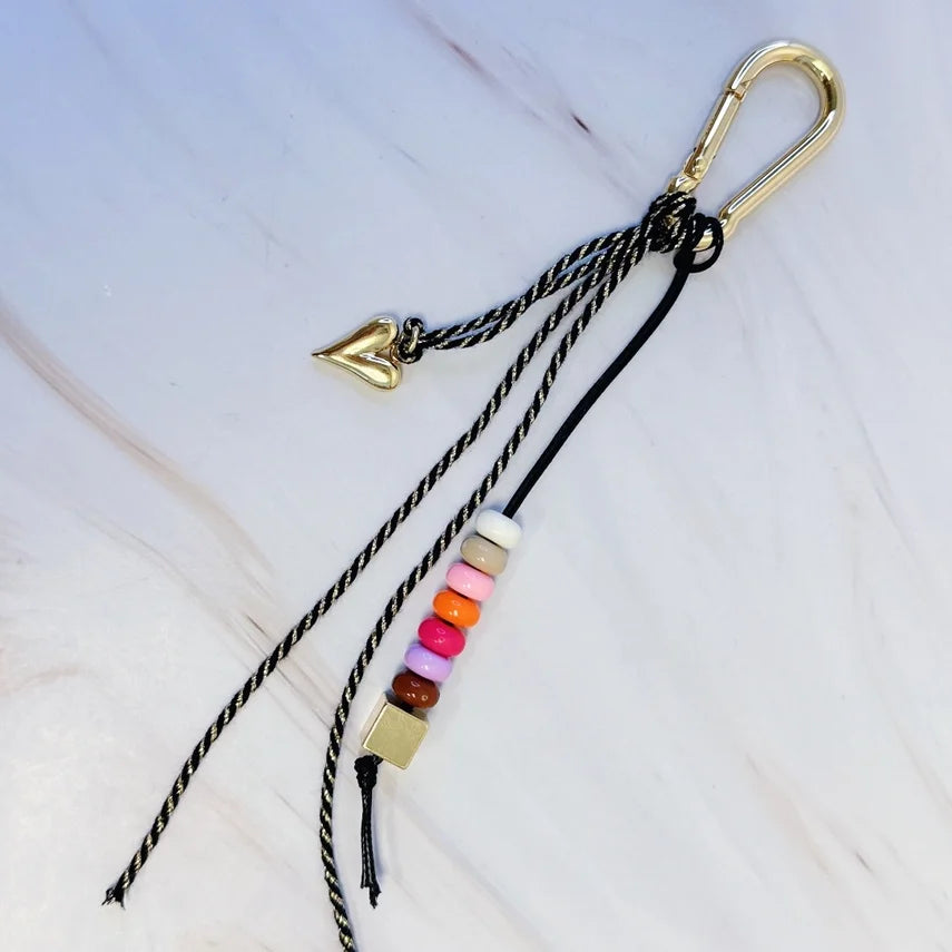 Heart + Beads Bag Charm