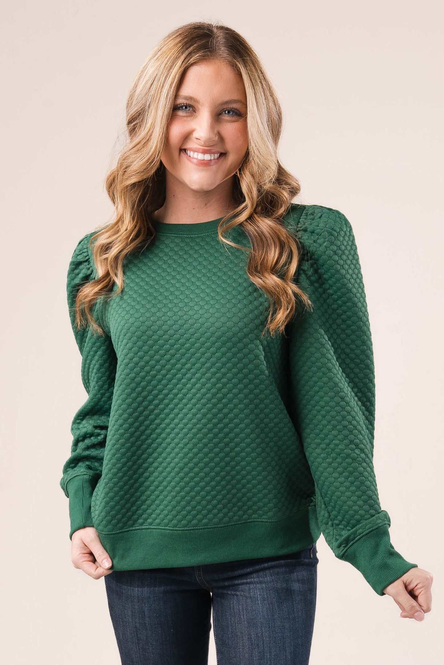 Embossed Pleated Shoulder Top