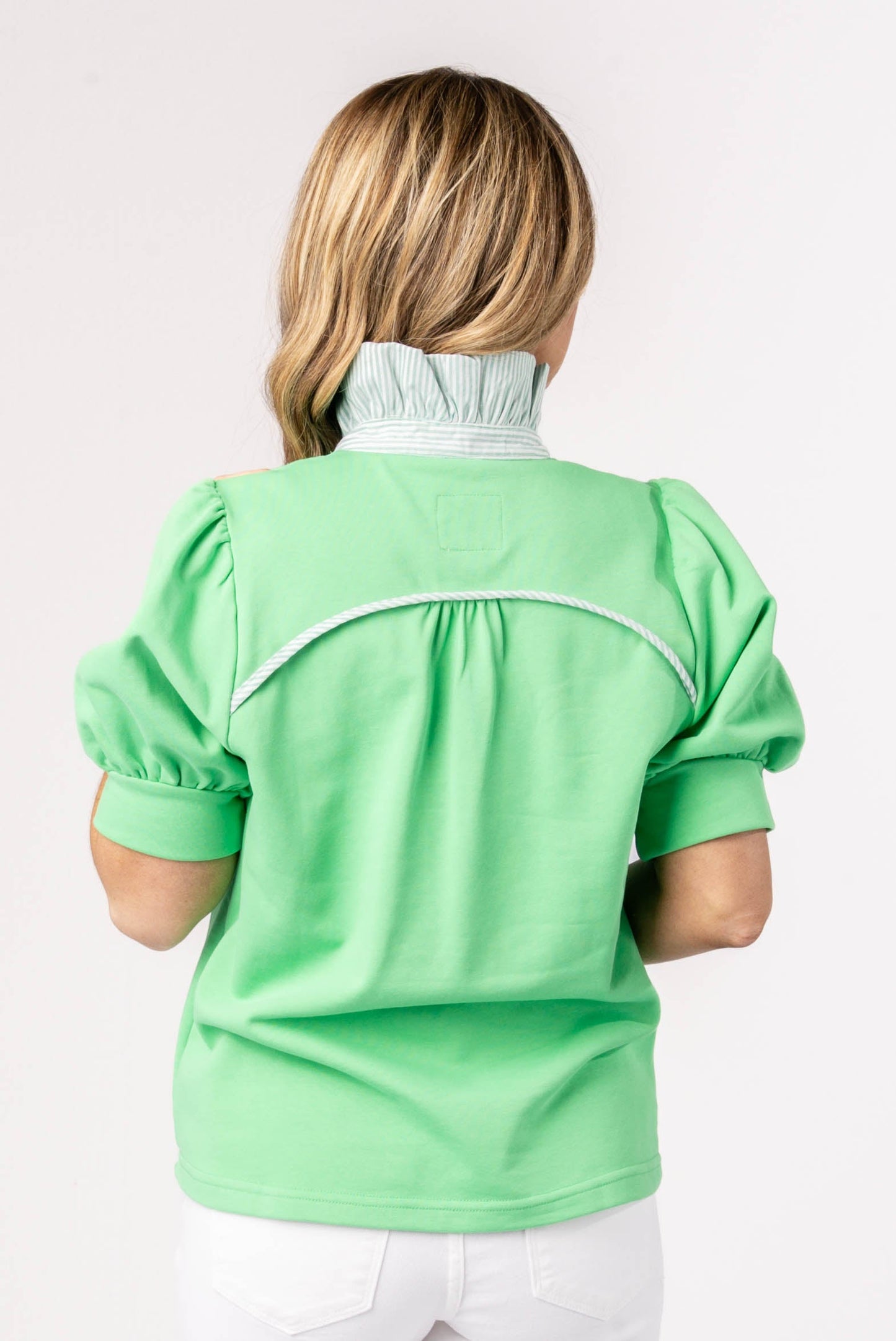 Contrast Stripe Ruffle Neck Top *Final Sale*