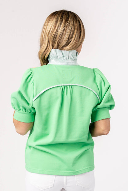 Contrast Stripe Ruffle Neck Top *Final Sale*