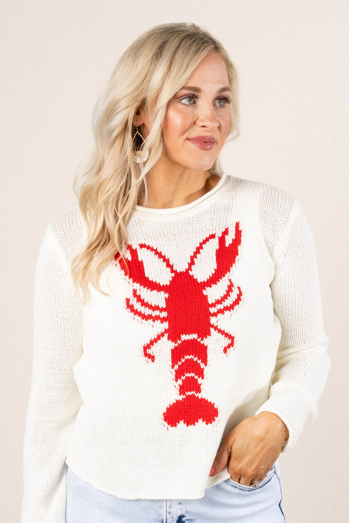 Lightweight Lobster Sweater White