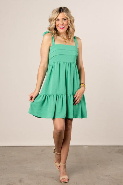 Crinkled Tie Shoulder Dress