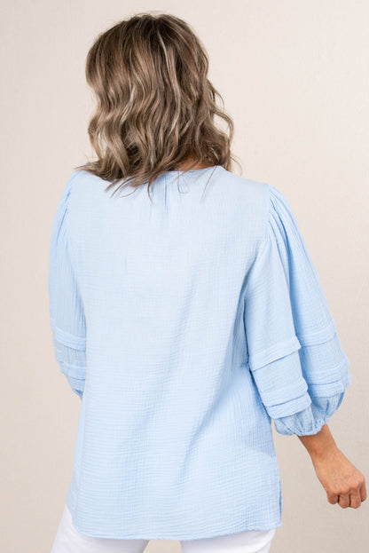 Gauze Knit Tiered Sleeve Top