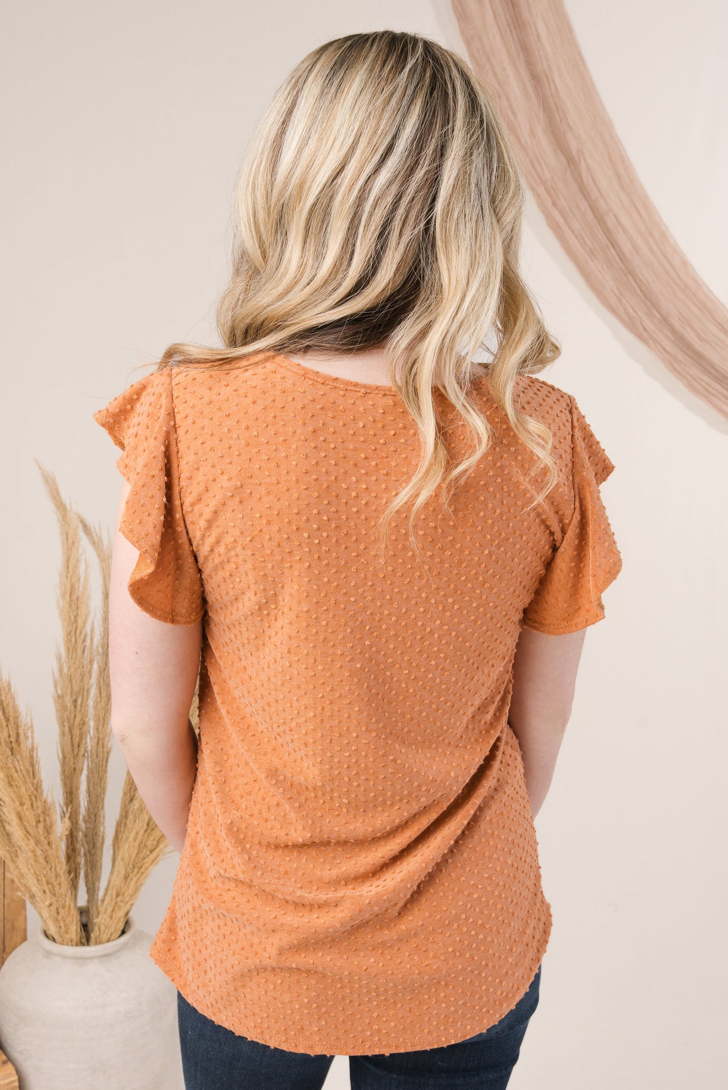 Swiss Dot Flutter Sleeve Top