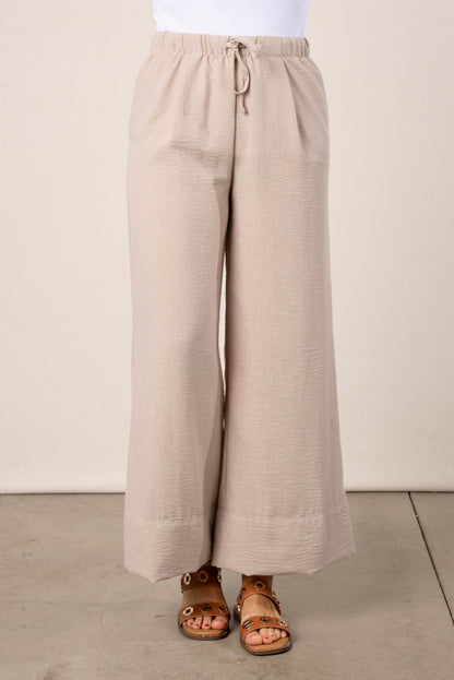 Textured Drawstring Palazzo Pants