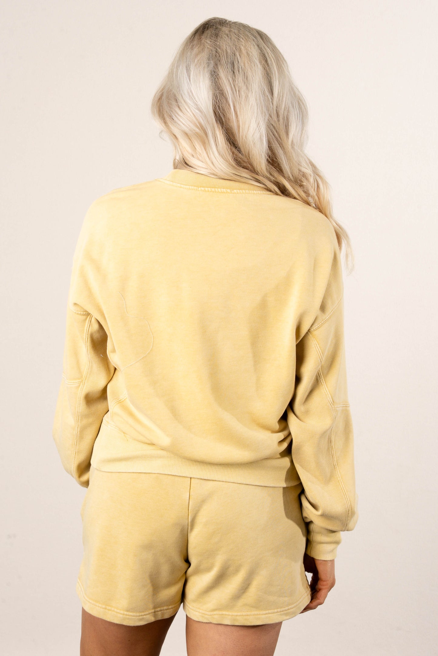 Washed French Terry Pullover + Shorts Set - Dandelion