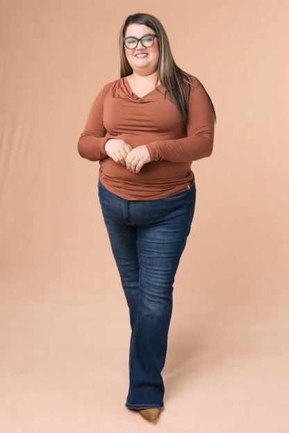 Draped Neck Ruched Side Top *Final Sale*