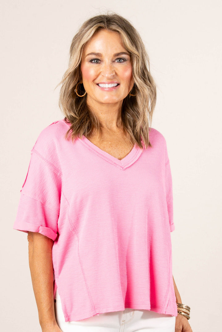 Raw Seamed Rolled Cuff Top *Final Sale*