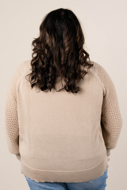 Raglan Open Knit Sleeve Top