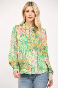 Nicola Patchwork China Collar Blouse *Final Sale*