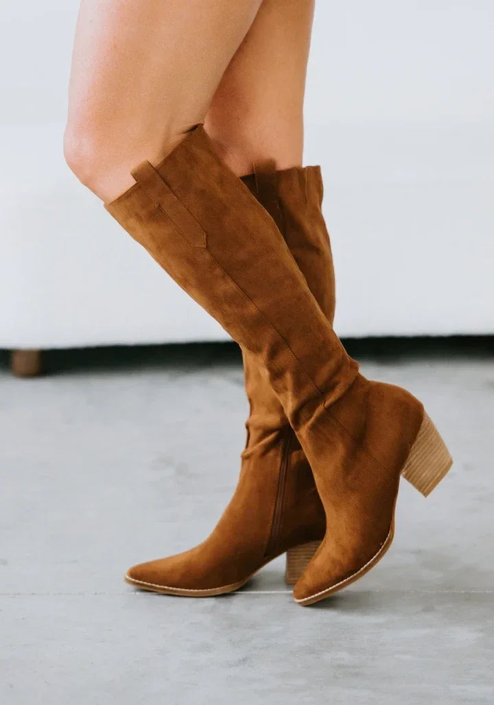 Birkin Knee High Zipper Tan Boot *Final Sale*