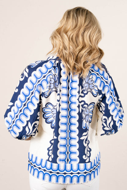 Floral Border Print Blouse
