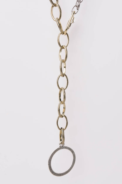 Mixed Chain Lariat Pendant Necklace
