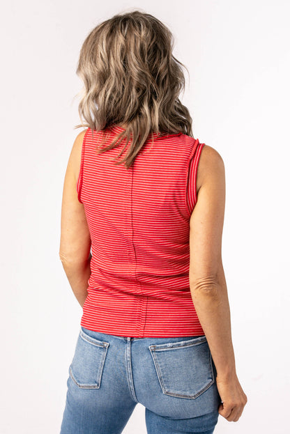 Striped Raw Edge Tank