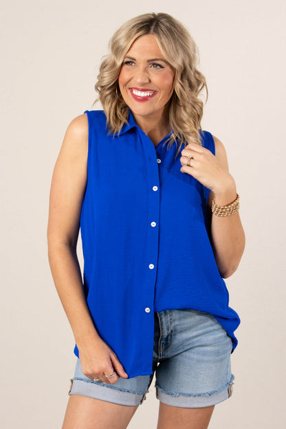 Crinkle Knit Sleeveless Shirt