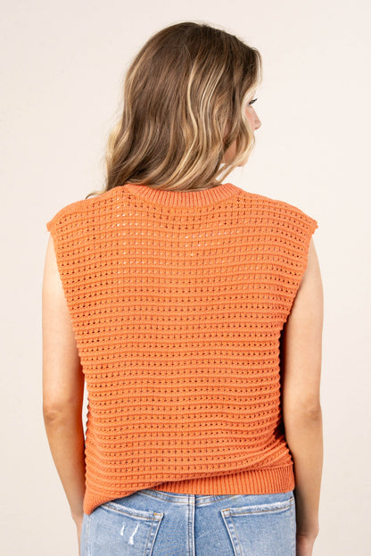 Crocheted Gold Button Sweater Vest