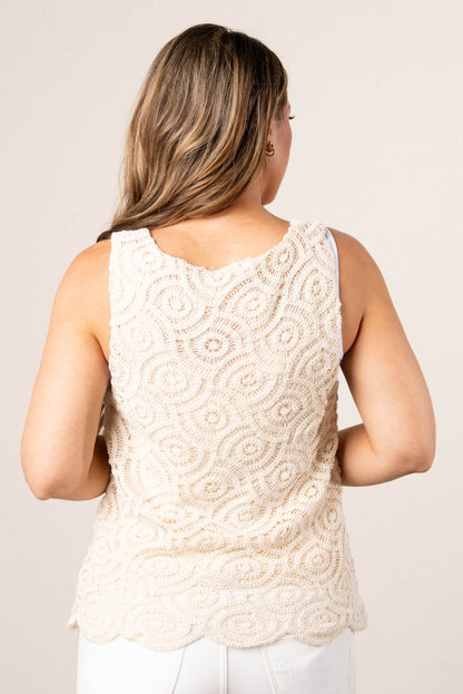 Crocheted Knit Loop Button Top
