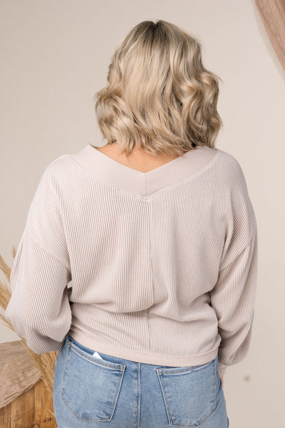Ribbed Double V-Neck Top *Final Sale*