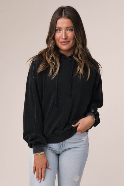 Washed Seamed Hooded Pullover