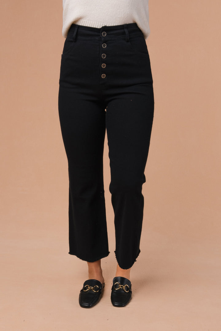 Button Fly Wide Leg Pants