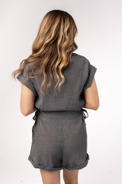 Textured Knit Cinched Side Romper