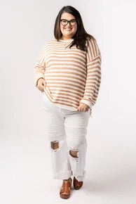 Striped Rolled Hem Sweater