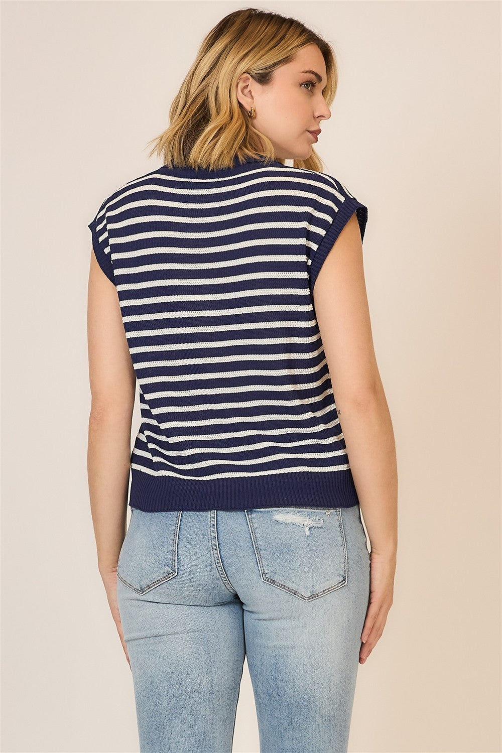 Uptown Charm Striped Cap Sleeve Sweater