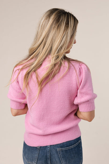 Puff Sleeve Mock Neck Sweater