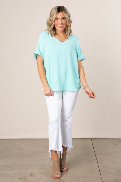 Crinkle Cuffed Sleeve Dolman Blouses