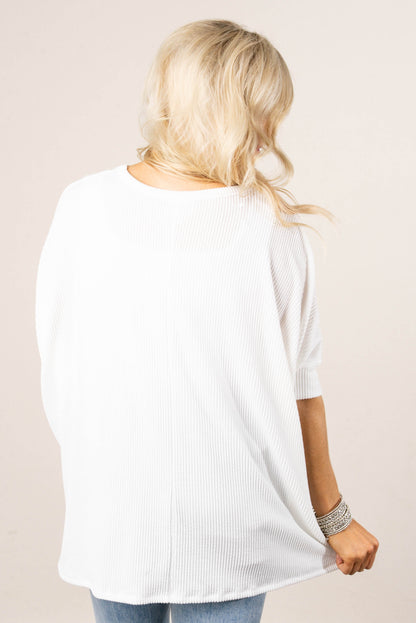 Ribbed Dolman Poncho Tunic Top