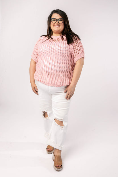 Open Knit Raglan Top