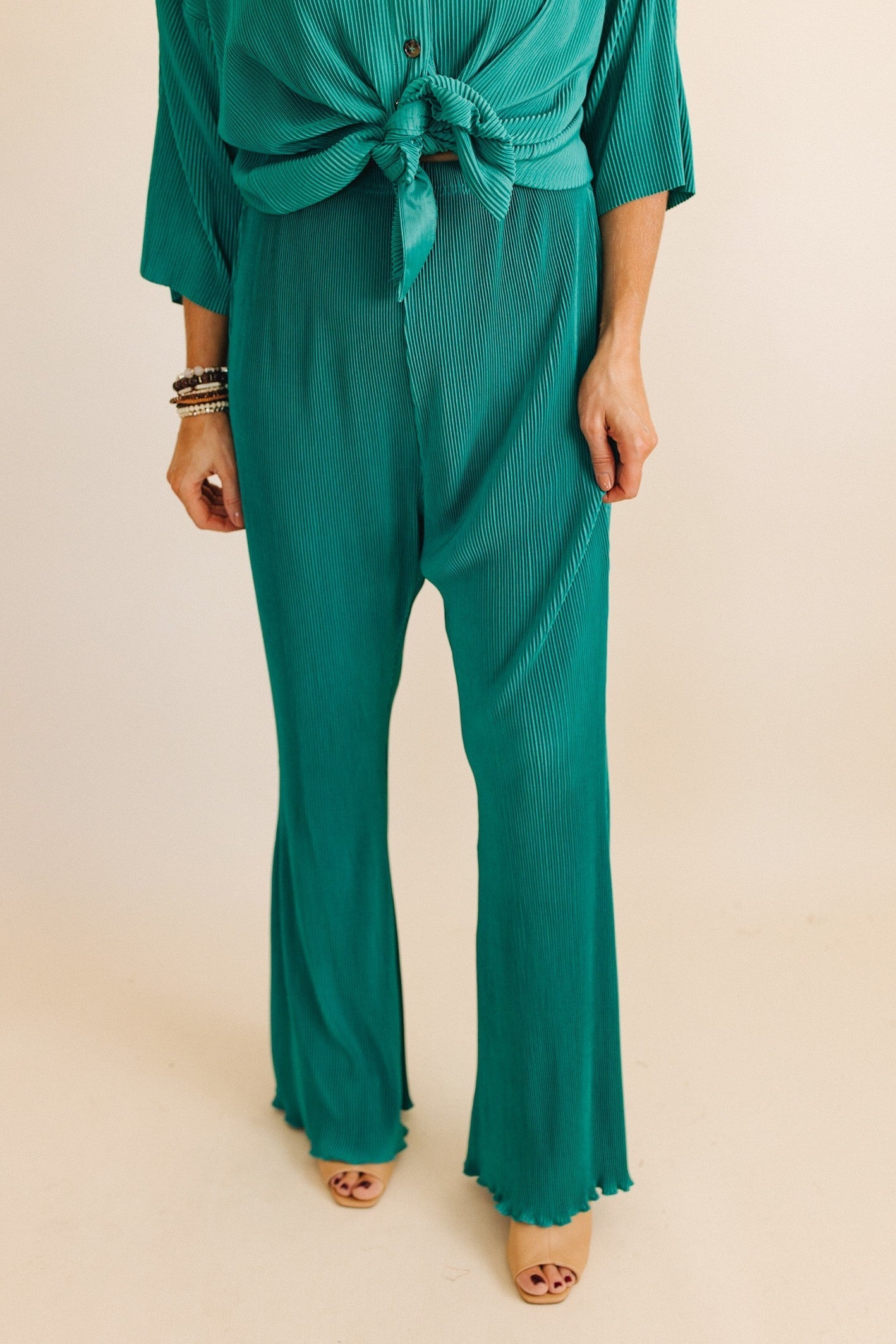 sku31560 | Ribbed Lettuce Hem Flare Pants *Final Sale*