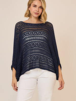 Feeling Breezy Open Knit Batwing Top
