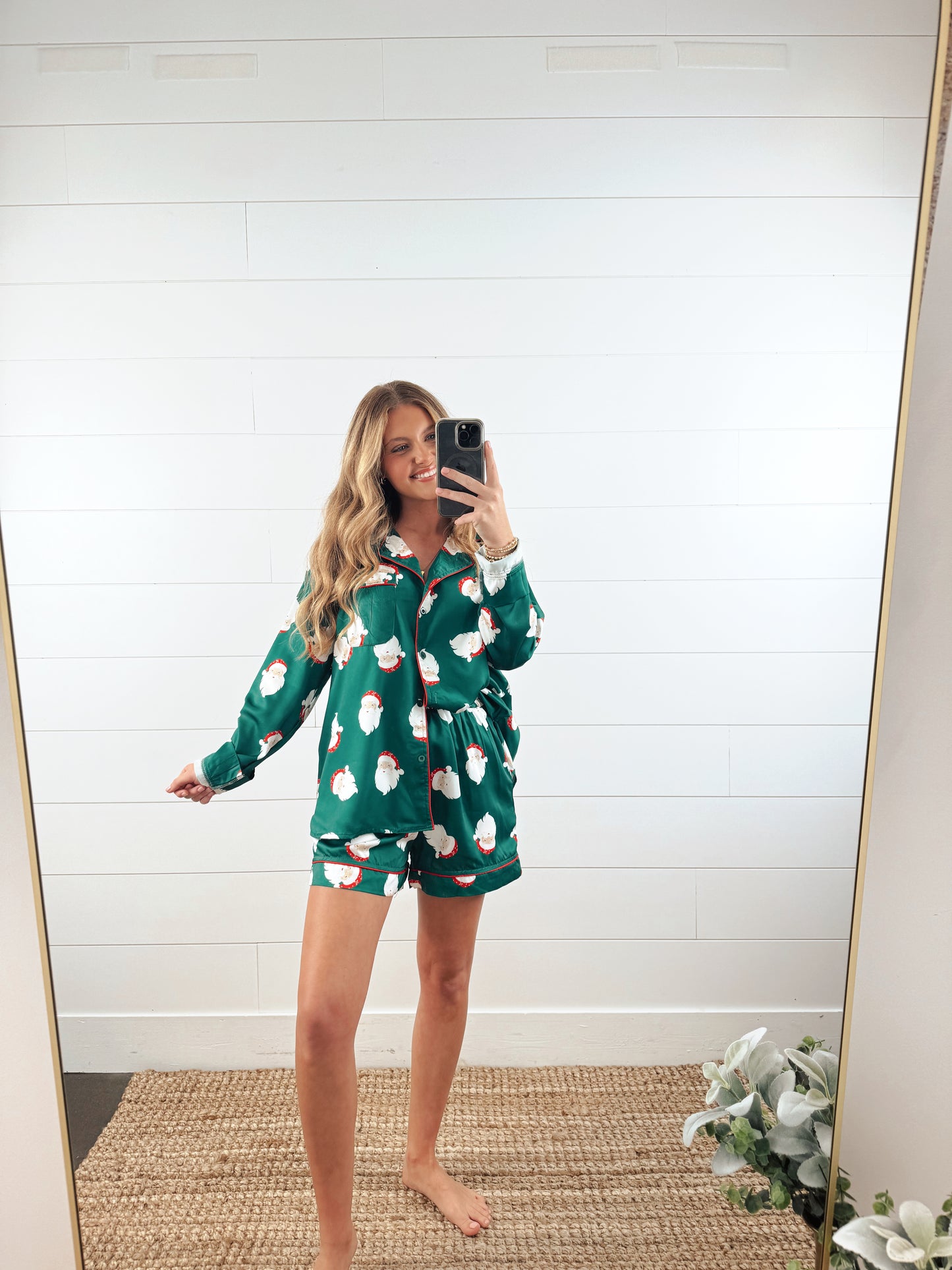 Santa Approved Satin Top + Shorts Pajama Set