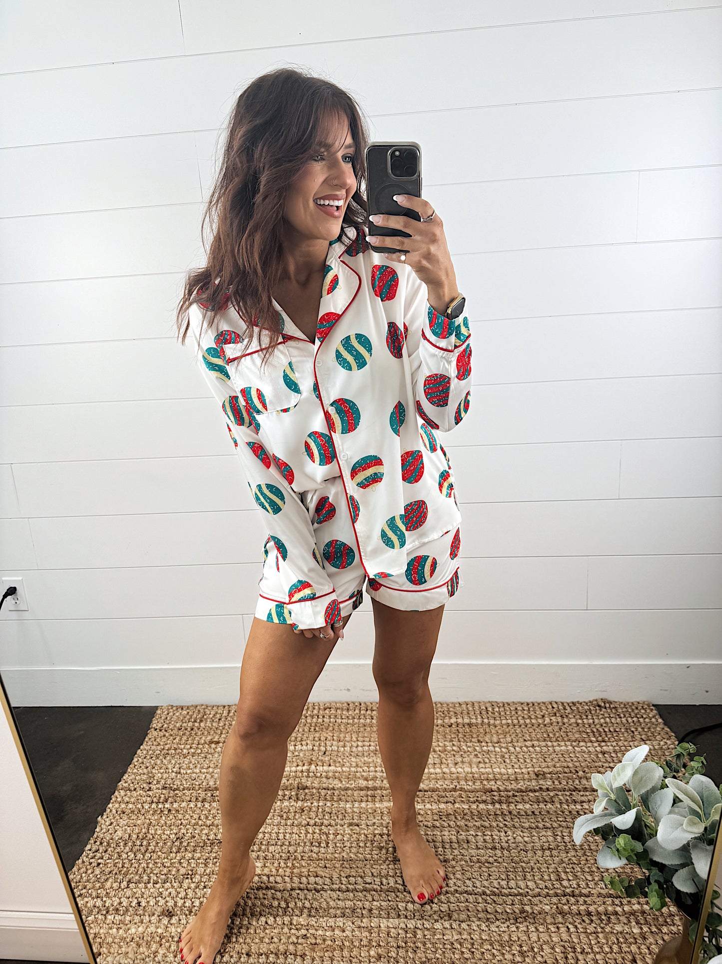 Santa Approved Satin Top + Shorts Pajama Set