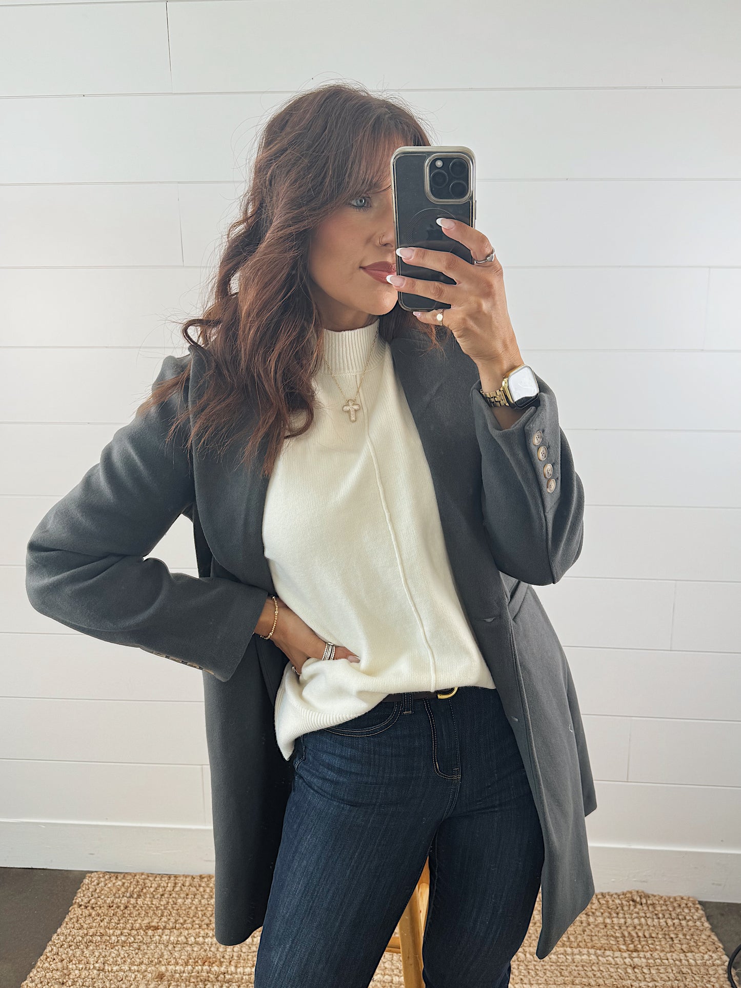 Aubrina Rib Knit Front Seam Sweater